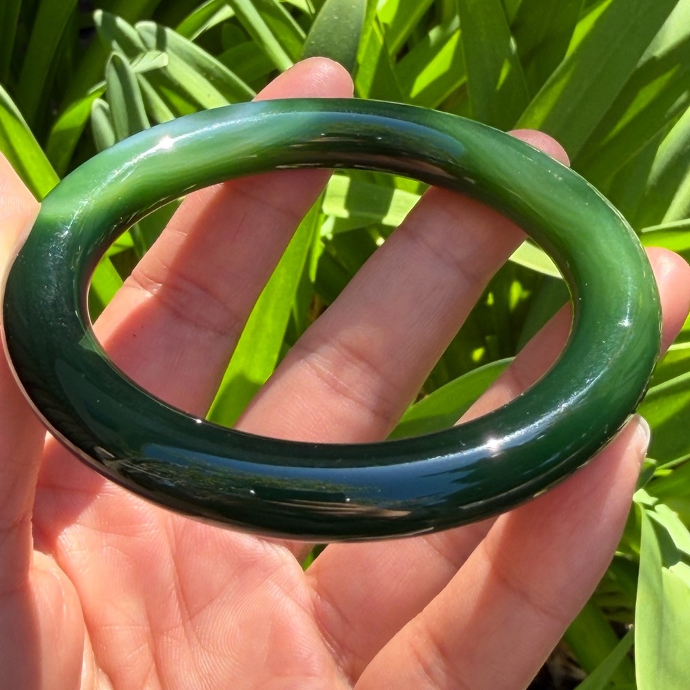 60mm inner diameter green agate bangle 0355